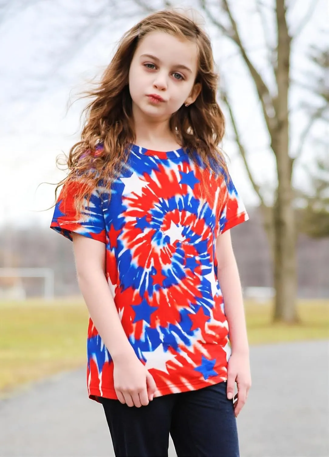 SunFoucs Girls Kids Shirts Size 5-12 Tie Dye Casual Tshirt Short Sleeve Crewneck Tee Top
