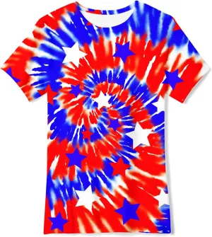 SunFoucs Girls Kids Shirts Size 5-12 Tie Dye Casual Tshirt Short Sleeve Crewneck Tee Top