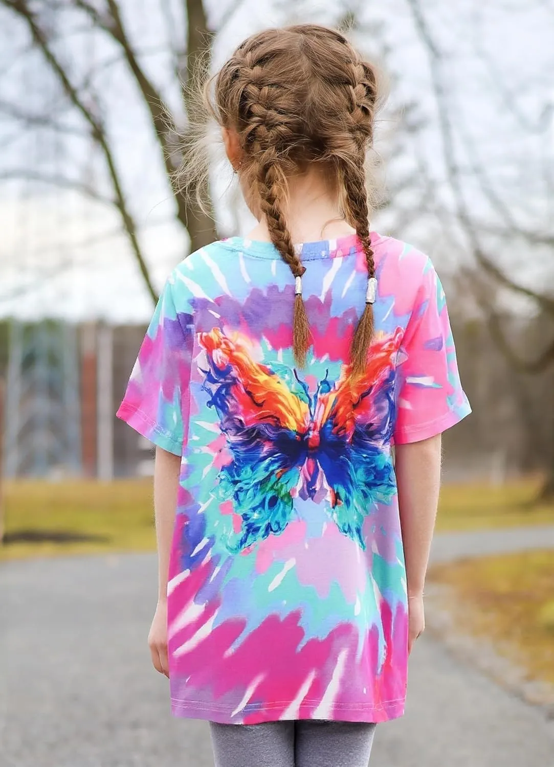 SunFoucs Girls Kids Shirts Size 5-12 Tie Dye Casual Tshirt Short Sleeve Crewneck Tee Top