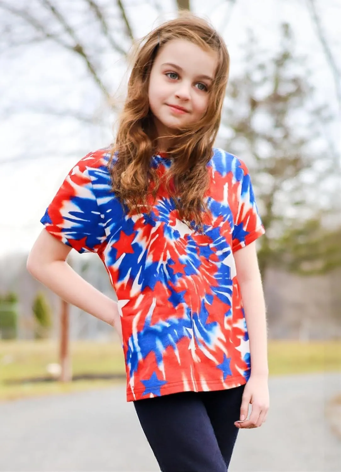 SunFoucs Girls Kids Shirts Size 5-12 Tie Dye Casual Tshirt Short Sleeve Crewneck Tee Top
