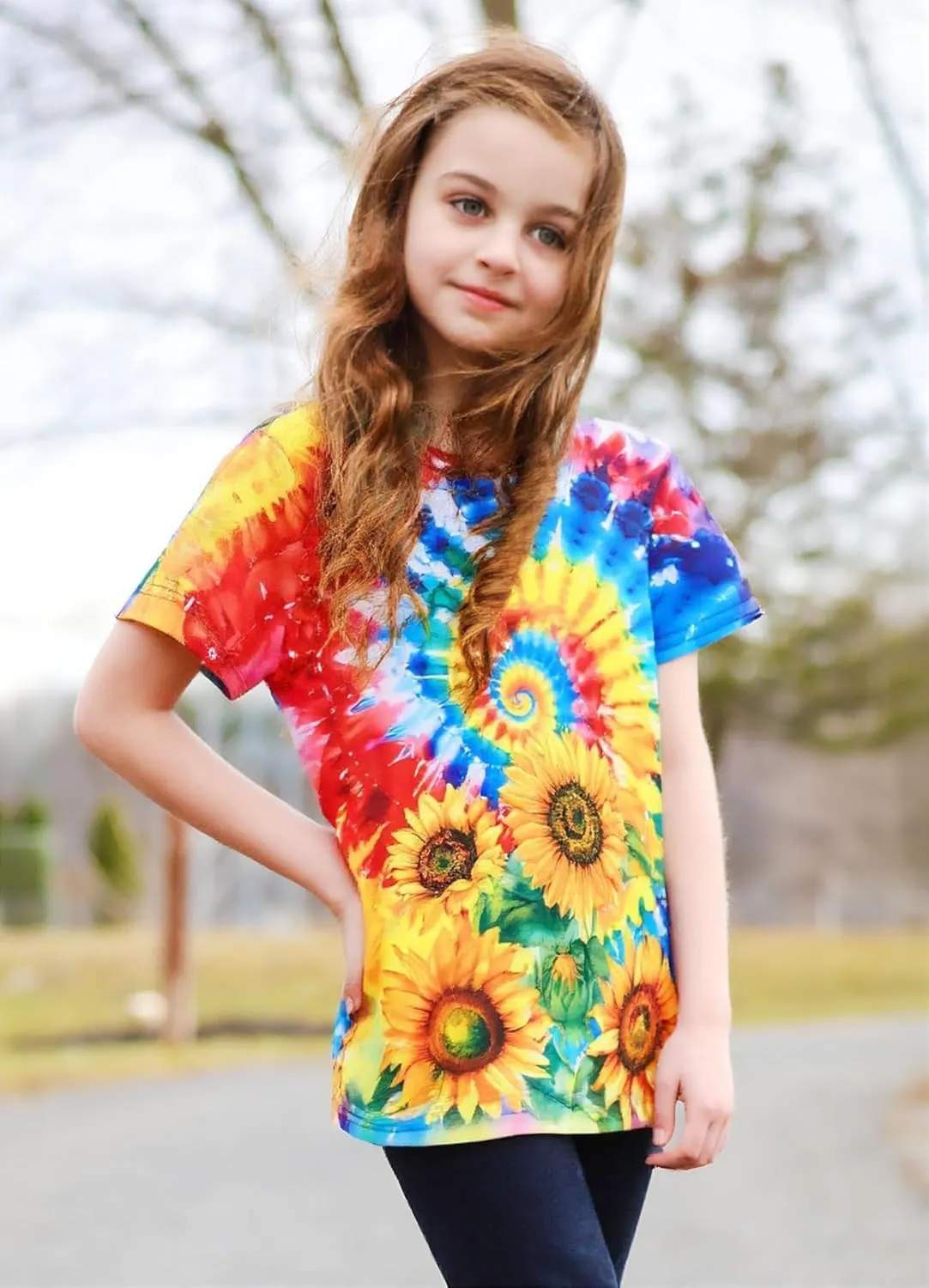 SunFoucs Girls Kids Shirts Size 5-12 Tie Dye Casual Tshirt Short Sleeve Crewneck Tee Top