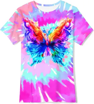 SunFoucs Girls Kids Shirts Size 5-12 Tie Dye Casual Tshirt Short Sleeve Crewneck Tee Top