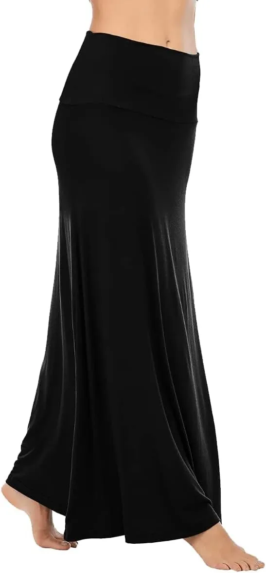 Sweet Hearts Maxi Skirt for Women- Comfy Foldover High Waist Long Flare A-Line Skirt Maxi Dress XS-3X Made in USA