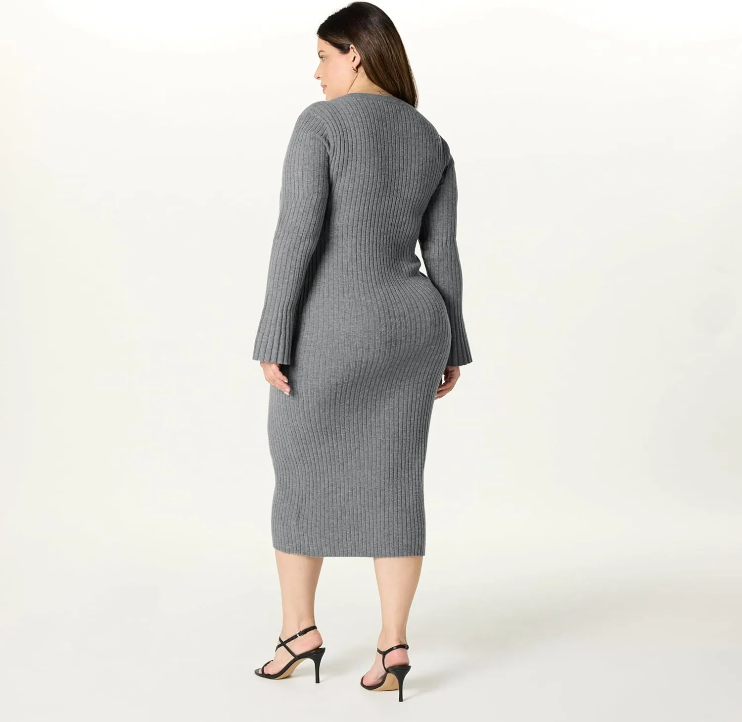 The Drop Women's Fernanda Bell Sleeve Ribbed Sweater Dress