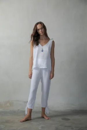 Tie Knot Linen Cami Top White