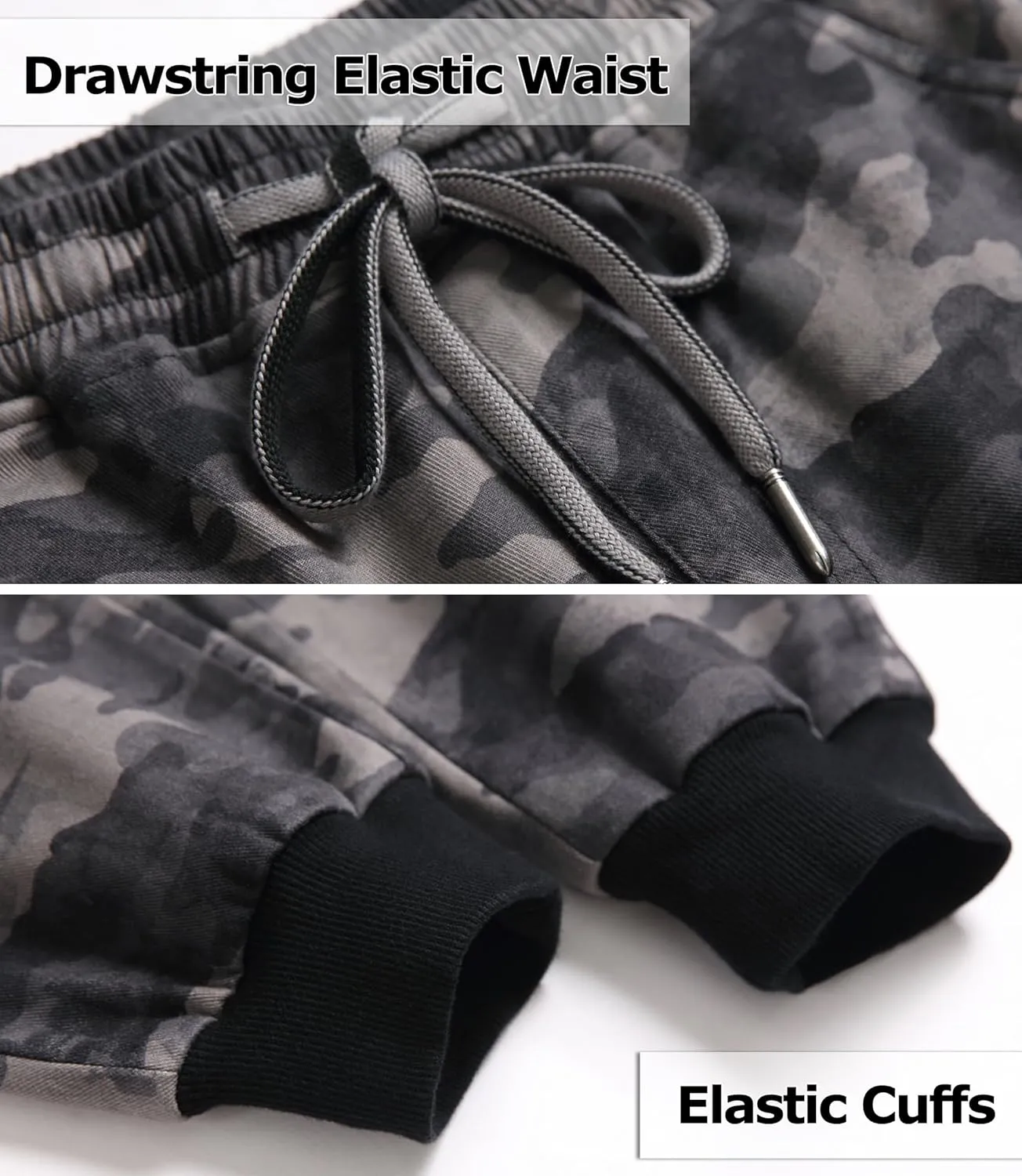 TLAENSON Boys Joggers Cargo Pants for Kids Drawstring Elastic Waist Cotton Twill Jogging School Pant
