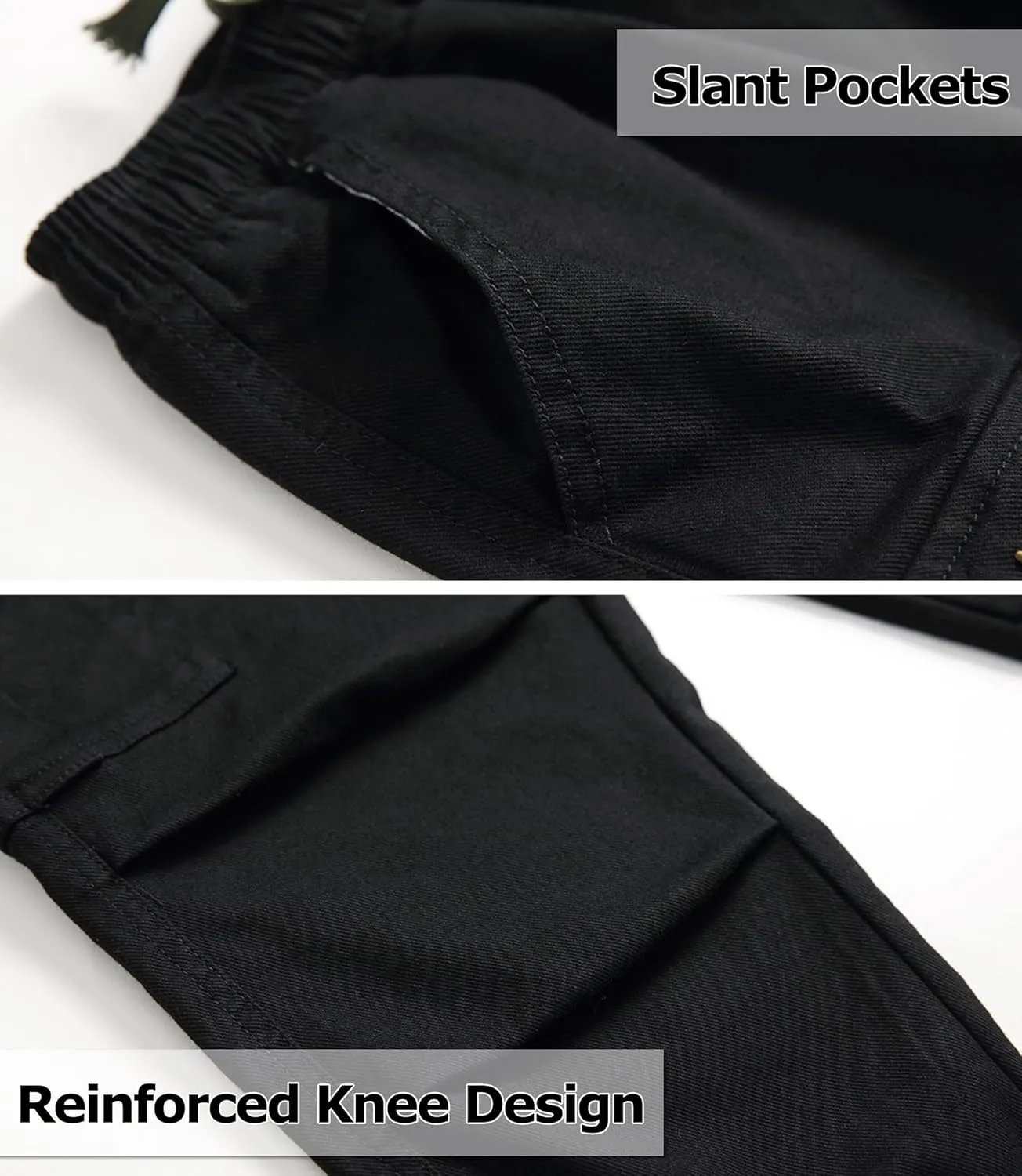 TLAENSON Boys Joggers Cargo Pants for Kids Drawstring Elastic Waist Cotton Twill Jogging School Pant