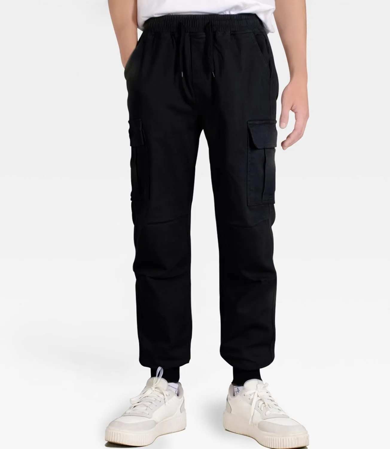 TLAENSON Boys Joggers Cargo Pants for Kids Drawstring Elastic Waist Cotton Twill Jogging School Pant