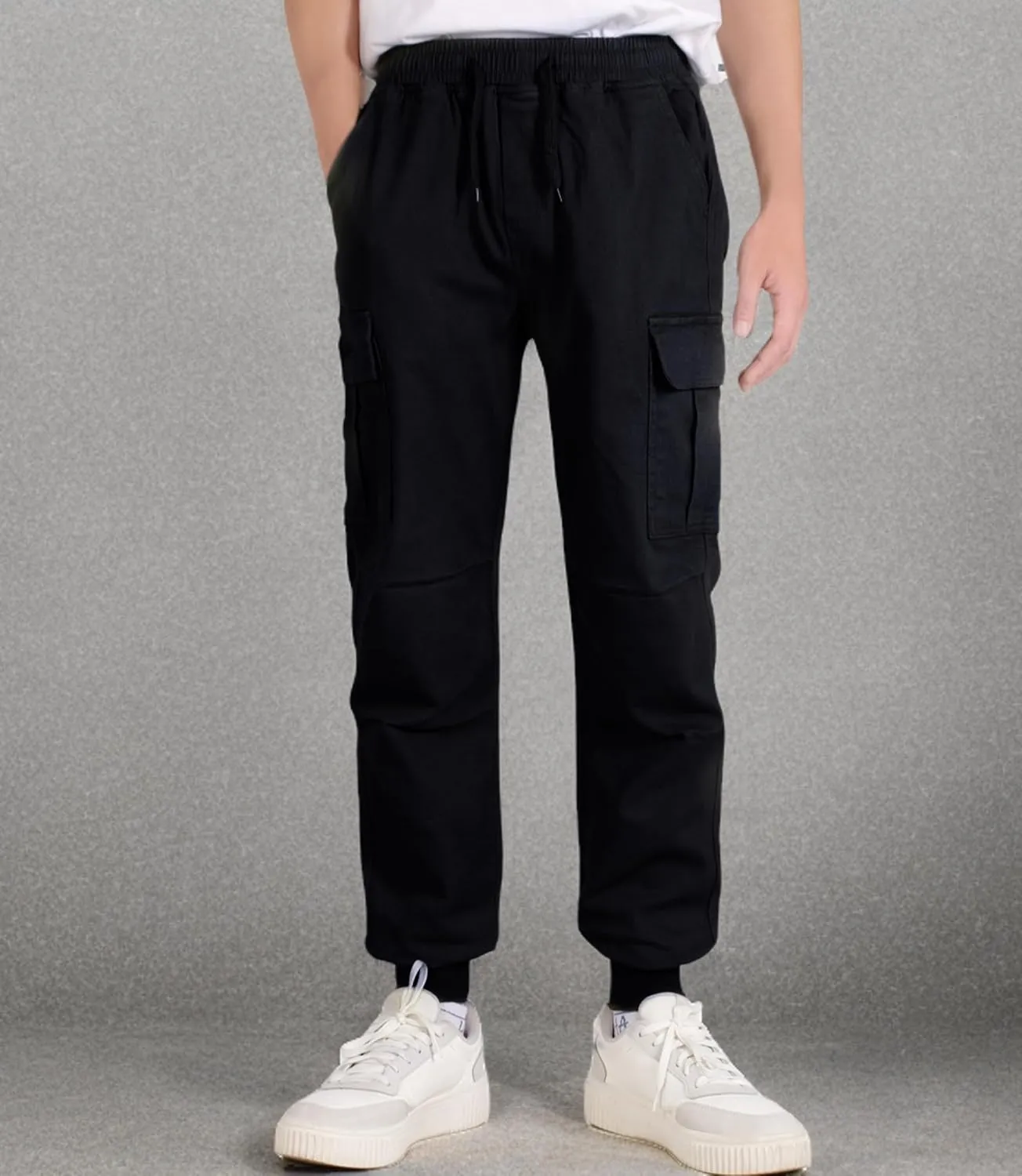 TLAENSON Boys Joggers Cargo Pants for Kids Drawstring Elastic Waist Cotton Twill Jogging School Pant