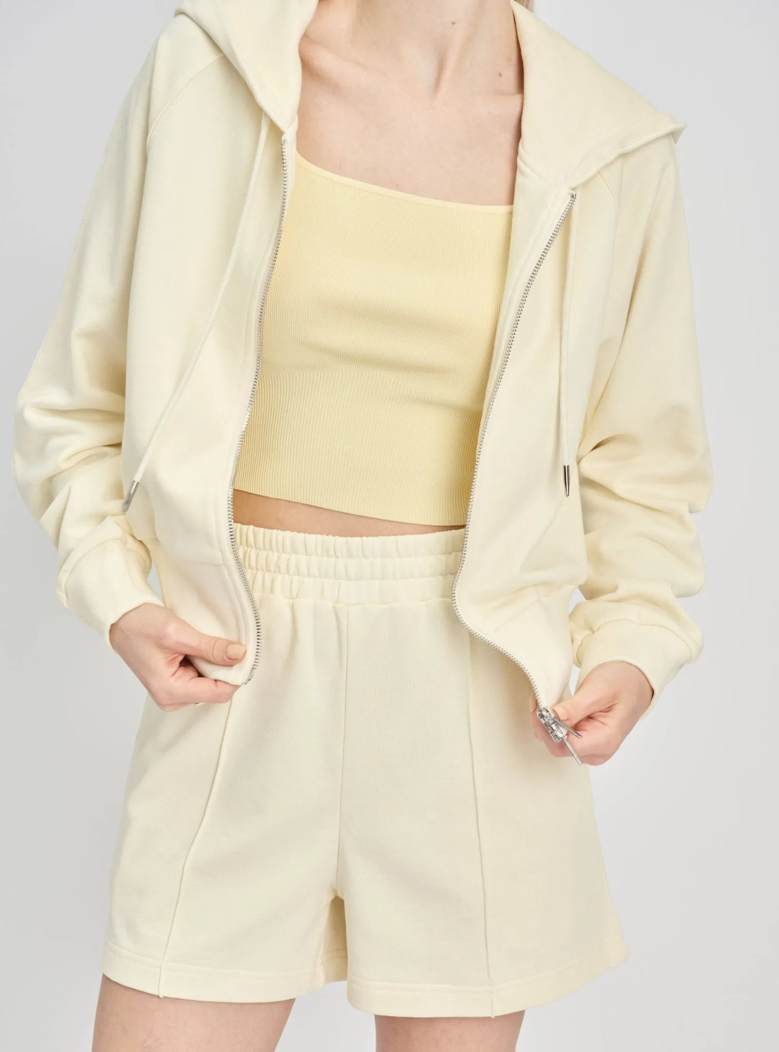 VENICE cotton hoodie jacket (Light yellow)