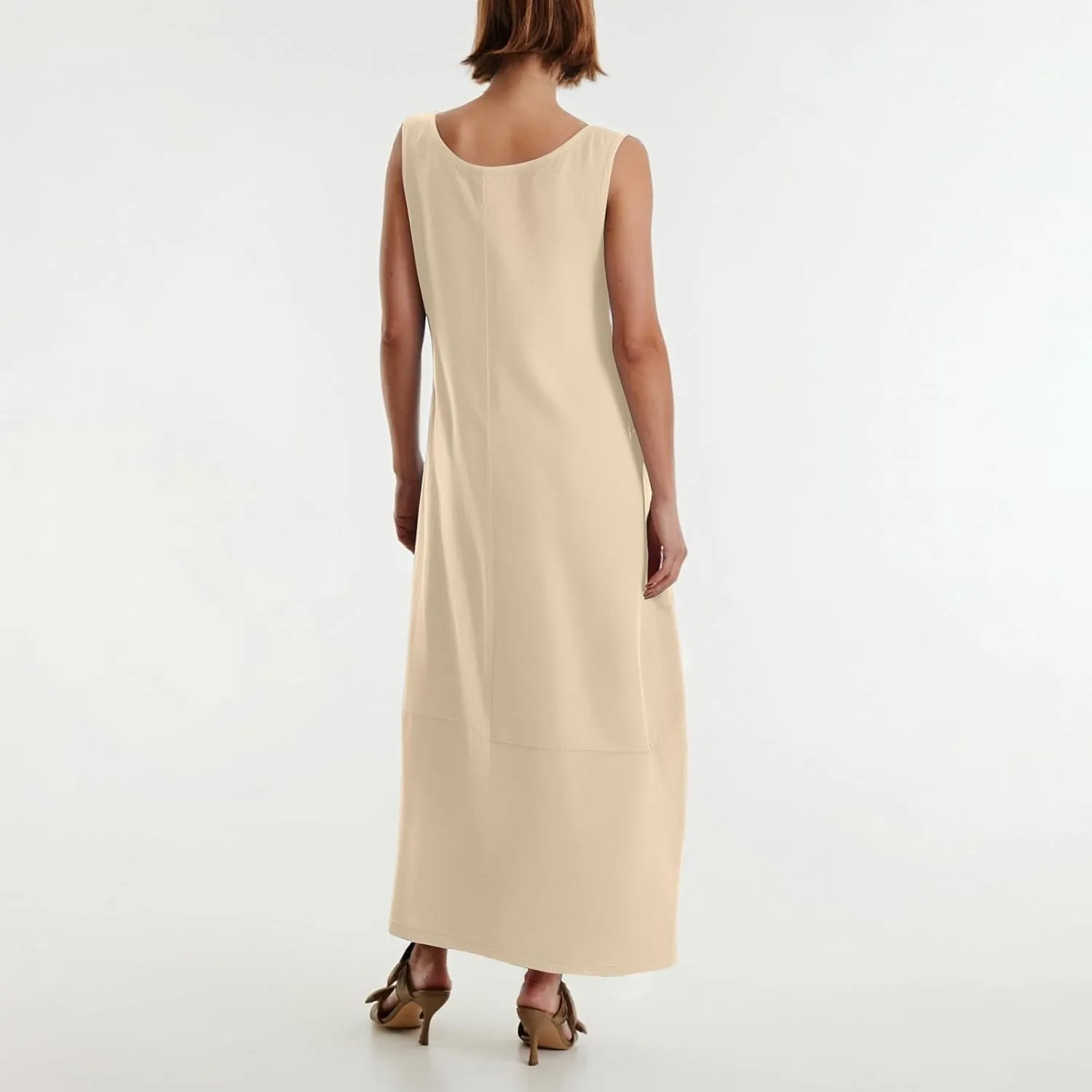 Women's Loose Casual Midi Cotton Dresses Sundress Sleeveless Beach Summer Trendy Tank Top Dress with Pockets