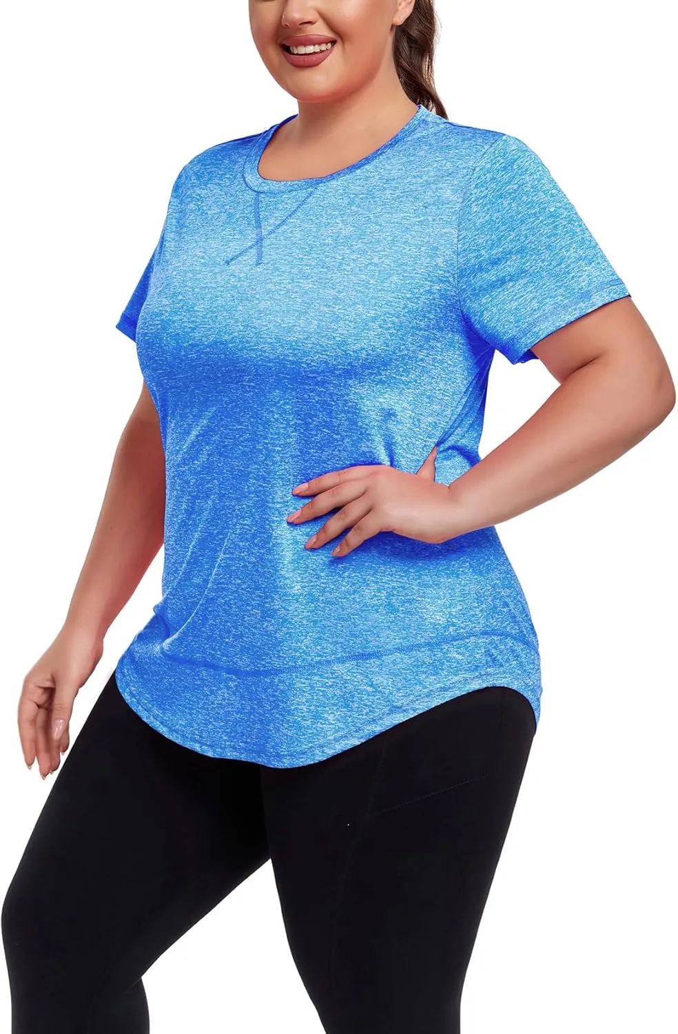 Women's Plus Size Workout Tops Short Sleeve Loose fit Shirts Athletic Gym Yoga Clothing