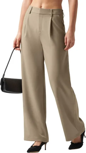 Women's Wide Leg Work Dress Pants High Waisted Casual Slacks Business Office Pants with Pockets 29"/31"