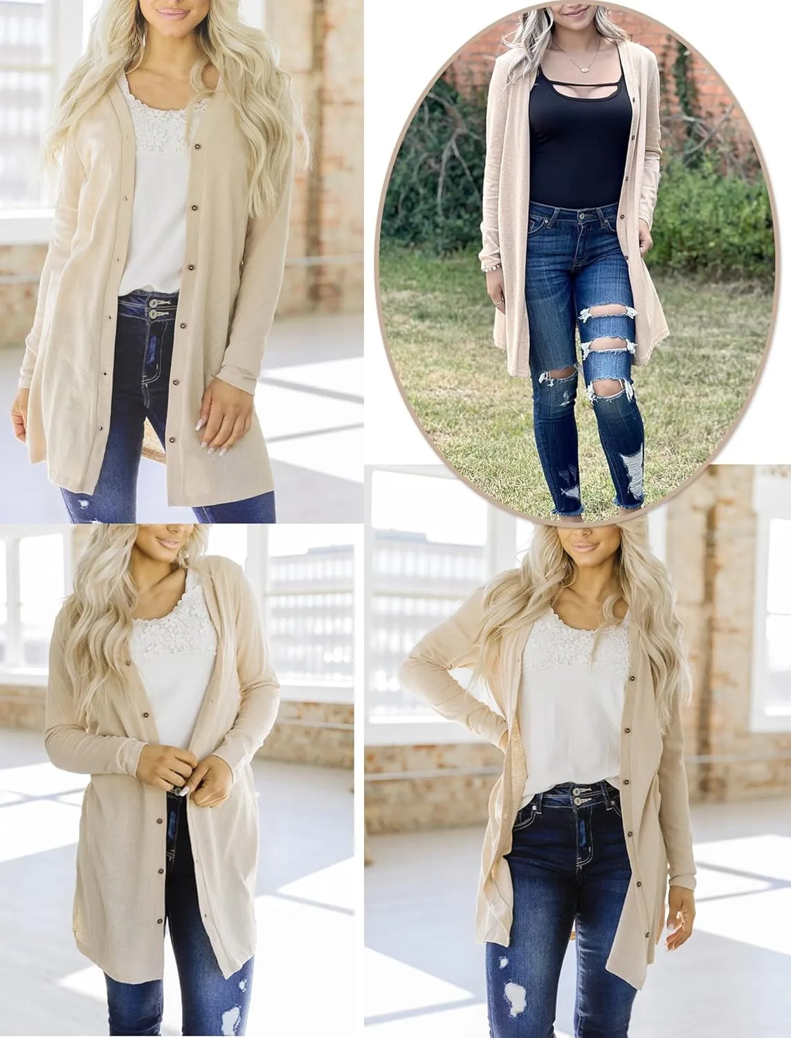 Yekaty Lightweight Cardigans for Women Summer Long Sleeve Open Front Sweaters Button Down Outwear