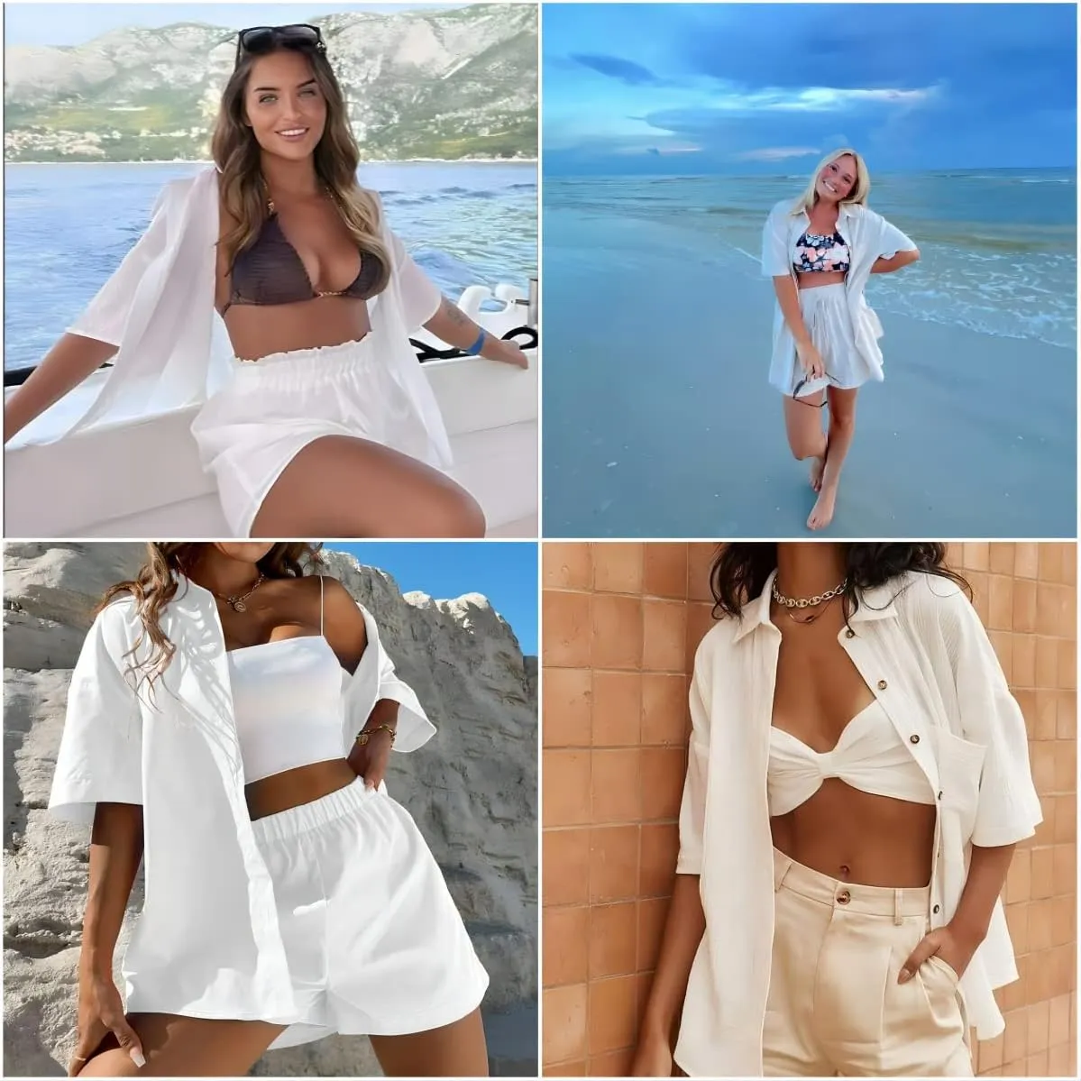 Zeagoo Linen Shirts for Women Cotton Short Sleeve V Neck Collared Button Down Blouses Tops S-3XL